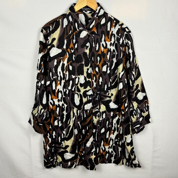 Women Long Sleeve Linen Button Up Tunic Sz 48: 16 XL Lagenlook In Linea Firenze - Picture 1 of 9